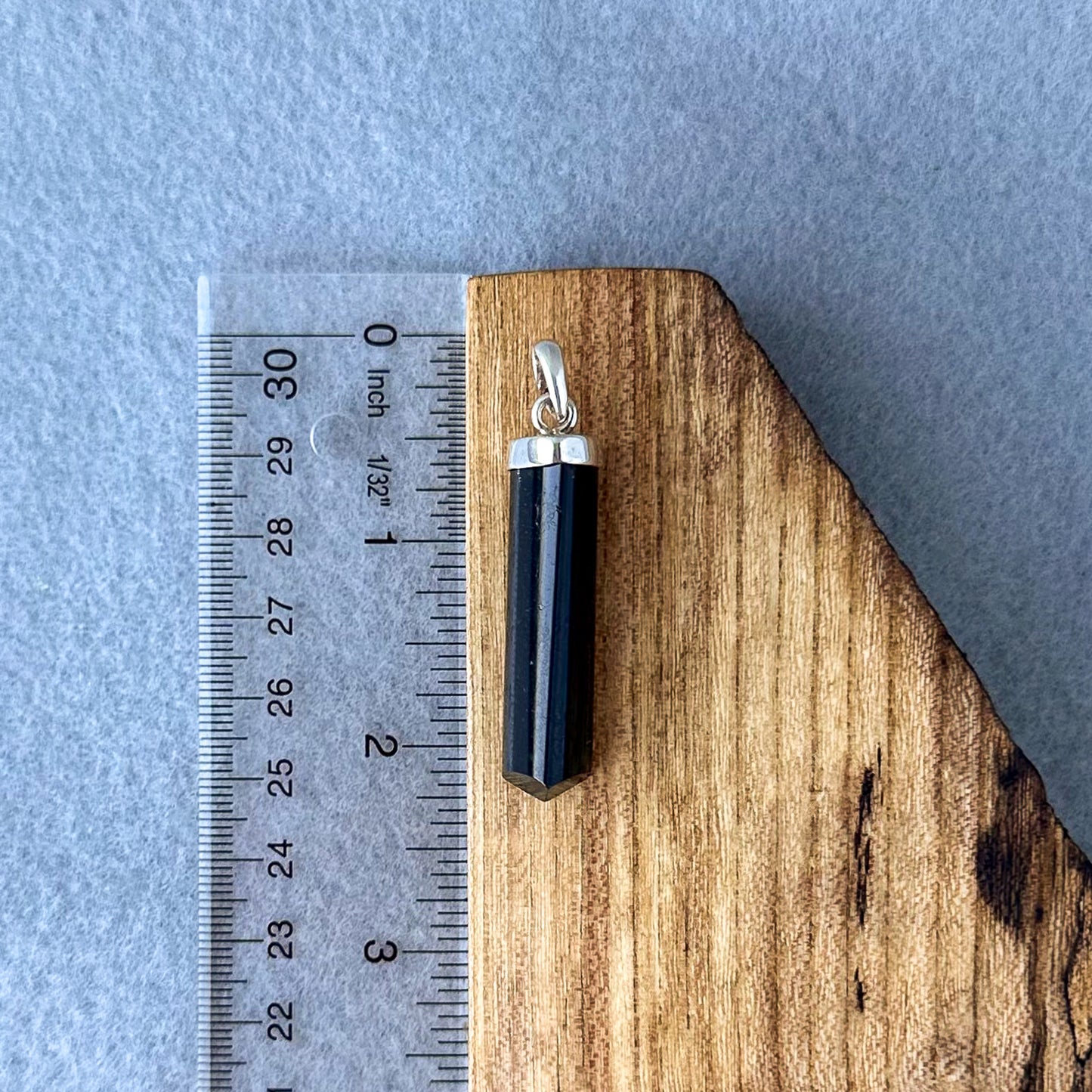 Black Tourmaline Sterling Silver Point Pendant