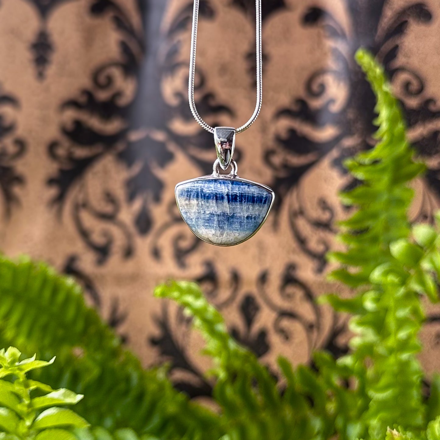 Blue Scheelite Sterling Silver Pendant