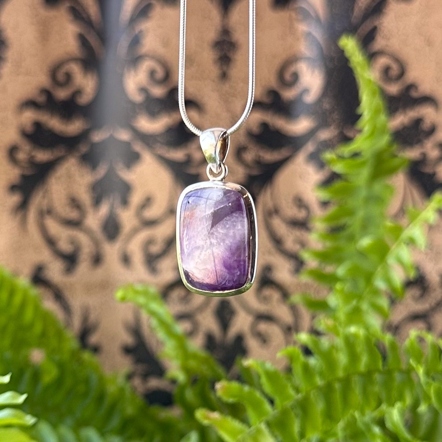 Chevron Amethyst Rectangle Pendant