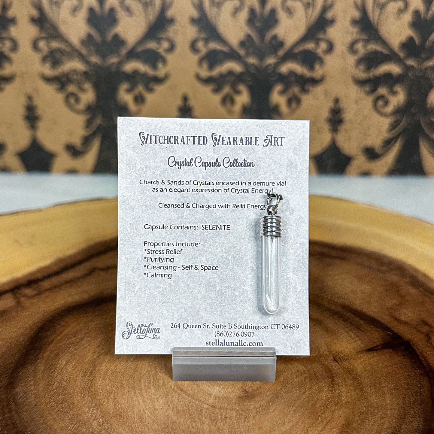 Crystal Capsule Pendant ~ Selenite