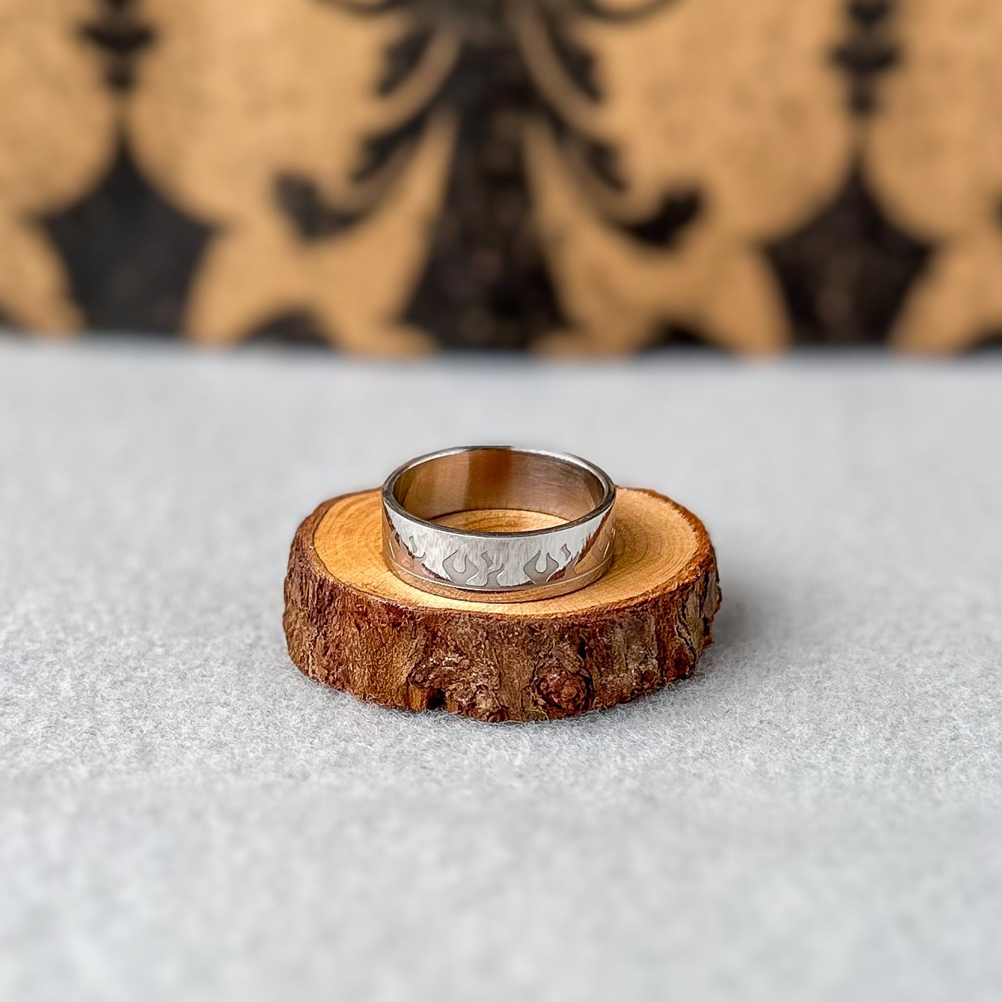 Stainless Steal Flame Band Ring
Size 14.5