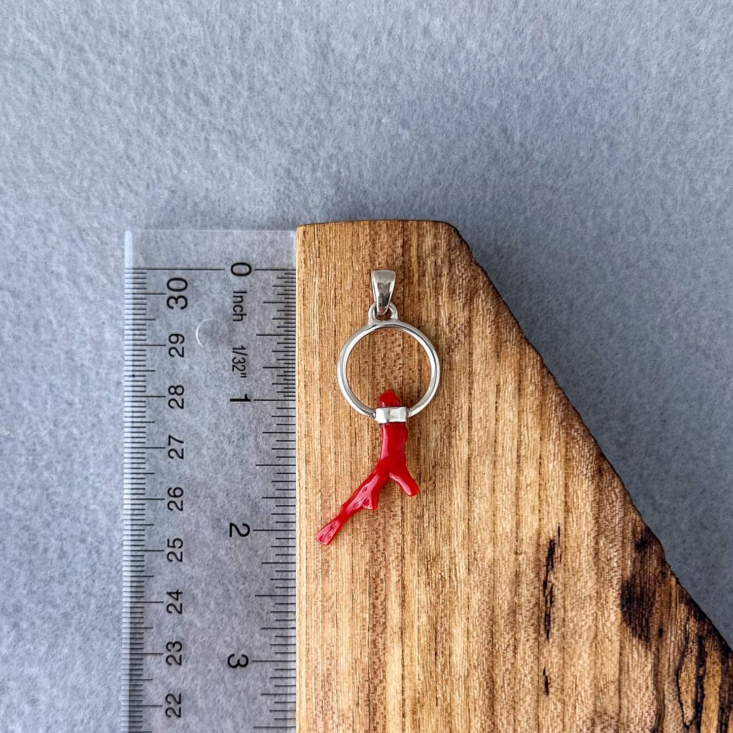 Red Coral Open Circle Pendant