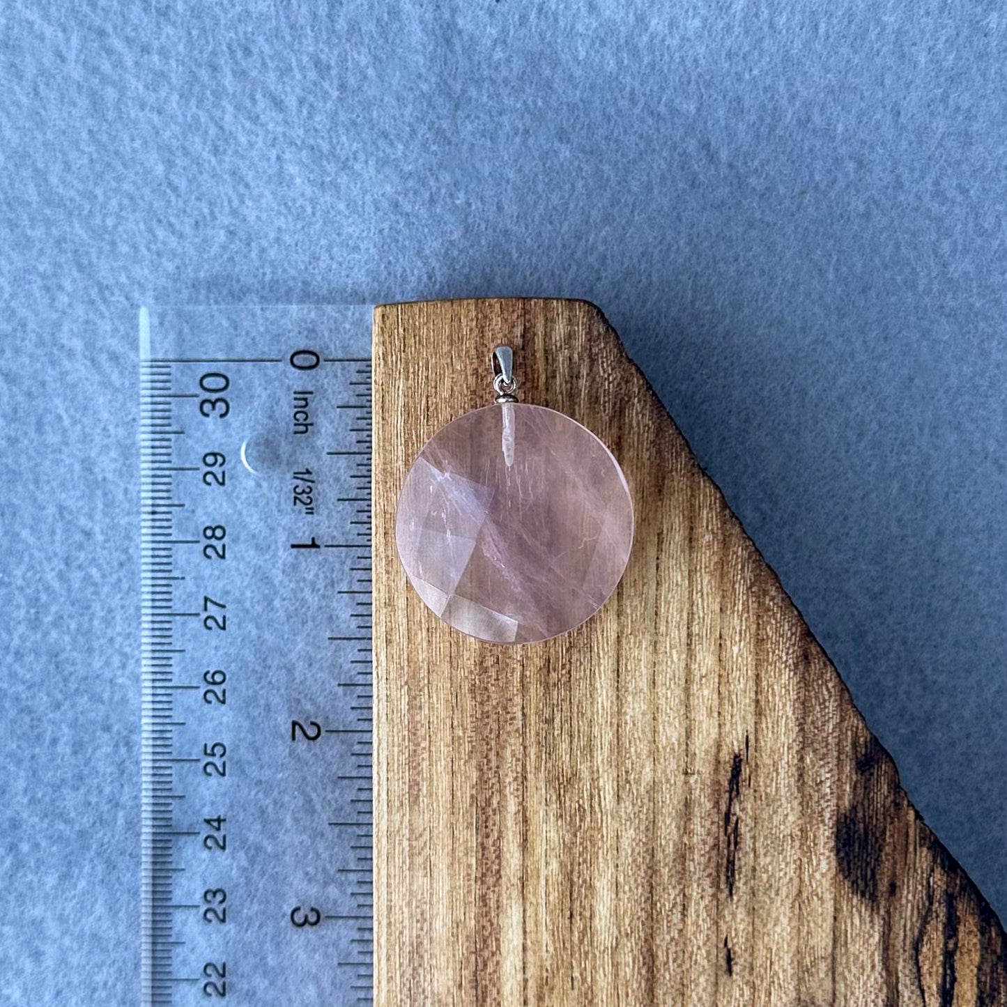 Rose Quartz Faceted Round Pendant