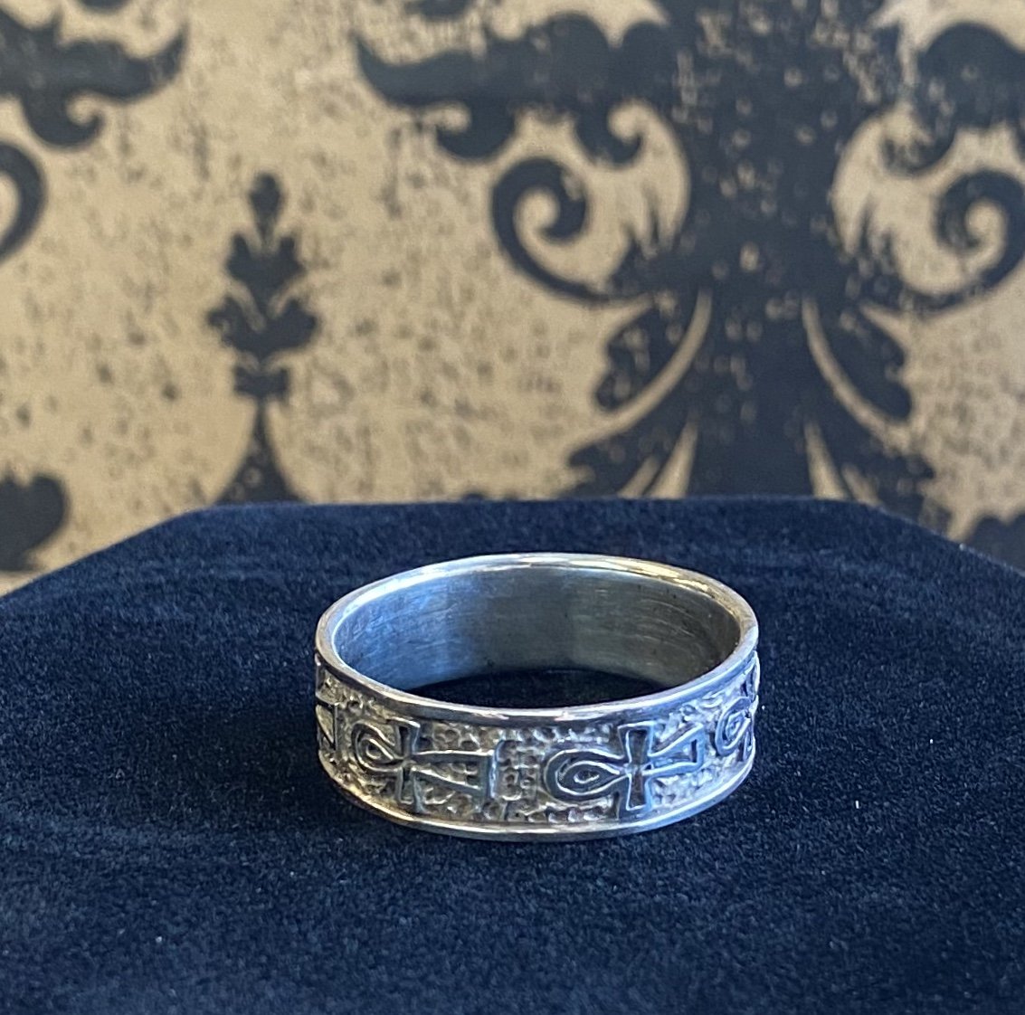 Ankh Sterling Silver Mens Ring Size 14