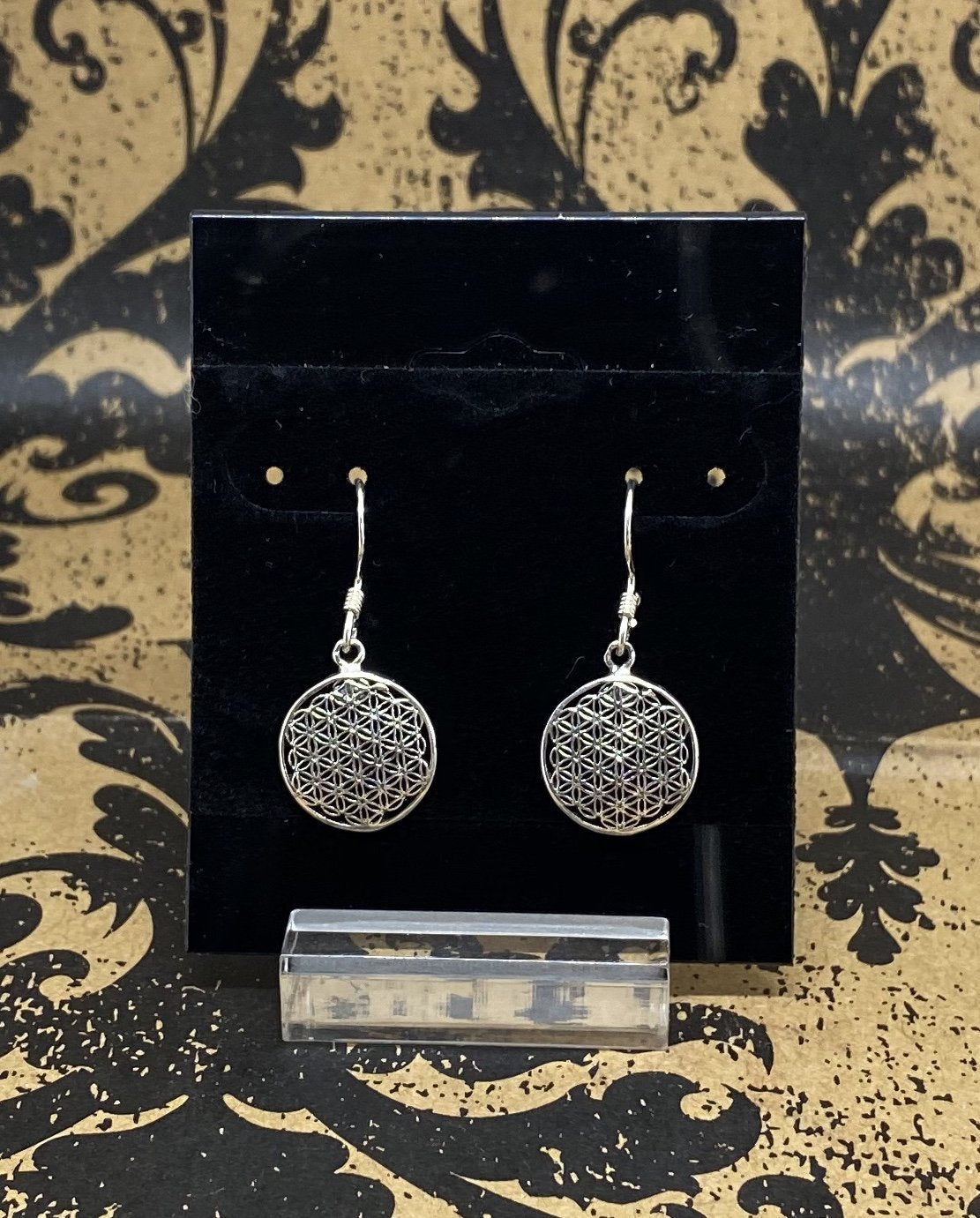 Earrings Sterling Silver French Wire Flower of Life