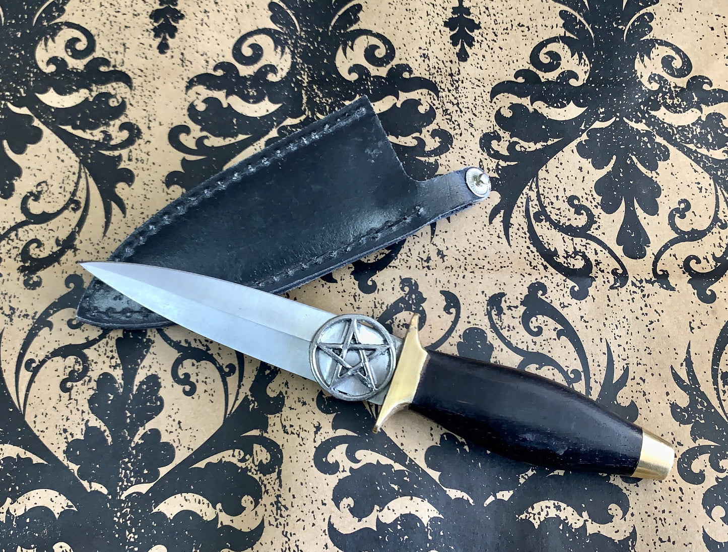 Athame Pentacle With Brass Accents