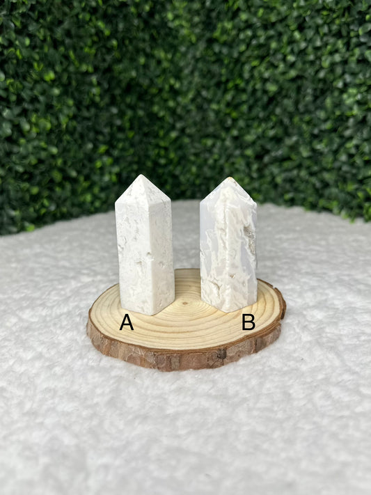 White Snow Agate Obelisk
