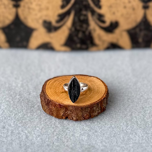 Raw Black Tourmaline Ring