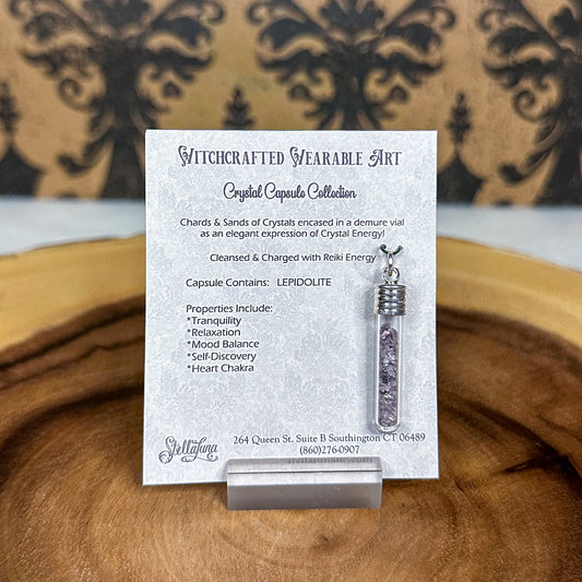 Crystal Capsule Pendant ~ Lepidolite