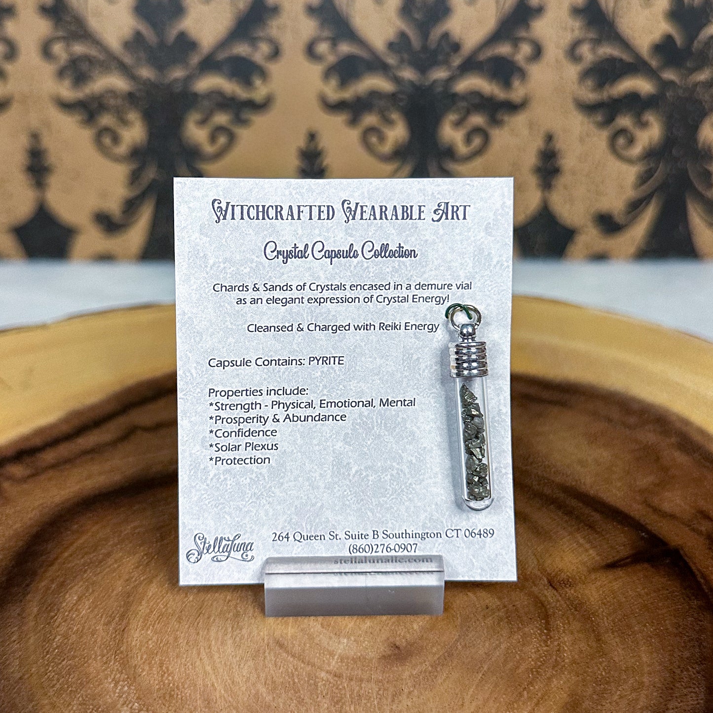 Crystal Capsule Pendant ~ Pyrite