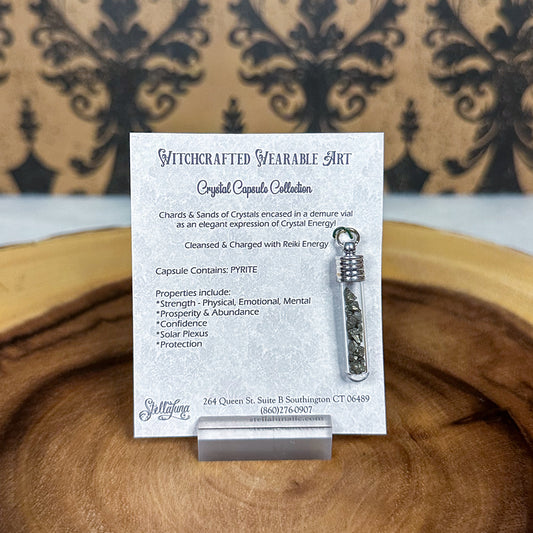 Crystal Capsule Pendant ~ Pyrite