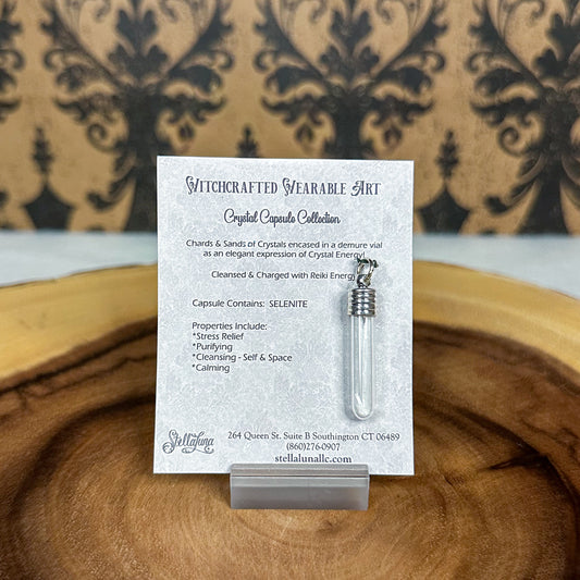 Crystal Capsule Pendant ~ Selenite