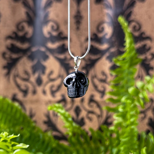 Onyx Skull with Sterling Silver Bail