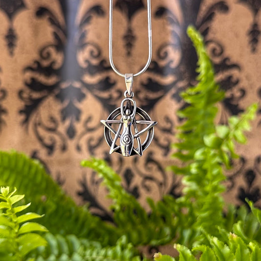 Sterling Silver Pentacle with Spiral Goddess