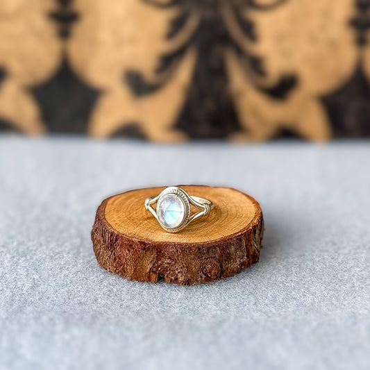 Rainbow Moonstone Oval Ring