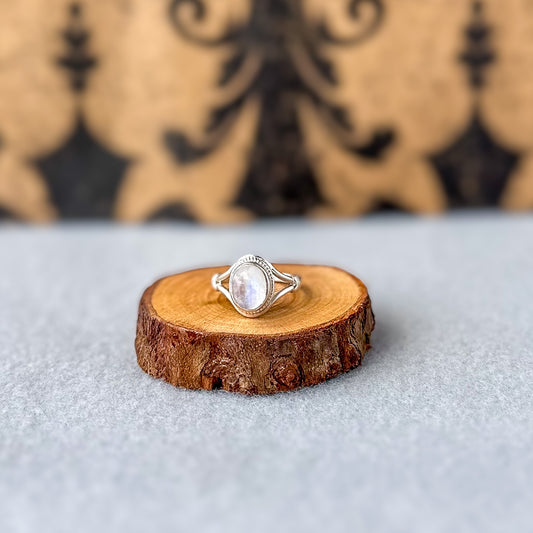 Rainbow Moonstone Oval Ring