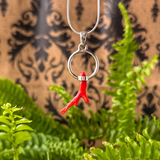 Red Coral Open Circle Pendant