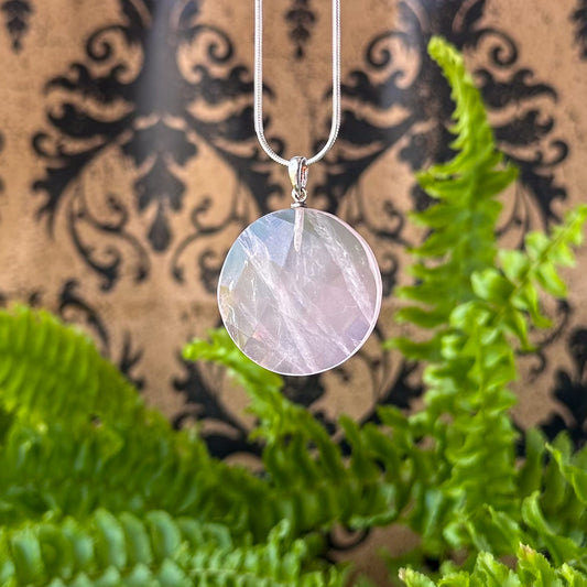 Faceted Round Rose Quartz Pendant