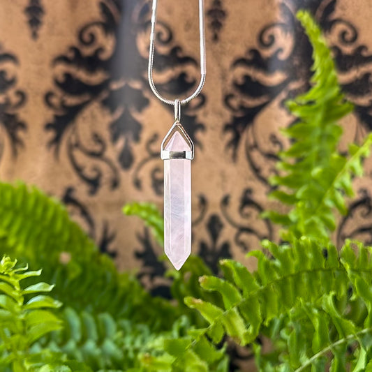 Rose Quartz Sterling Silver Point Pendant