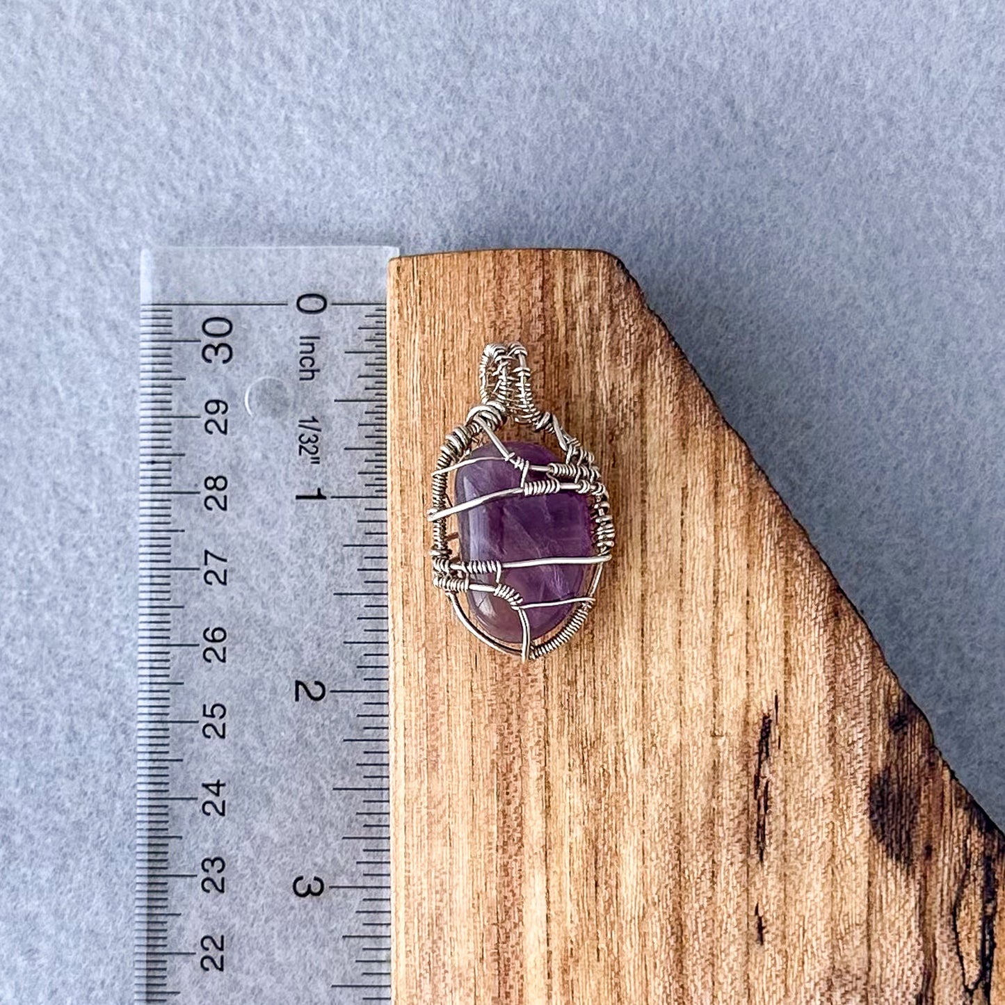 Wire Wrapped Amethyst Tumble Pendant