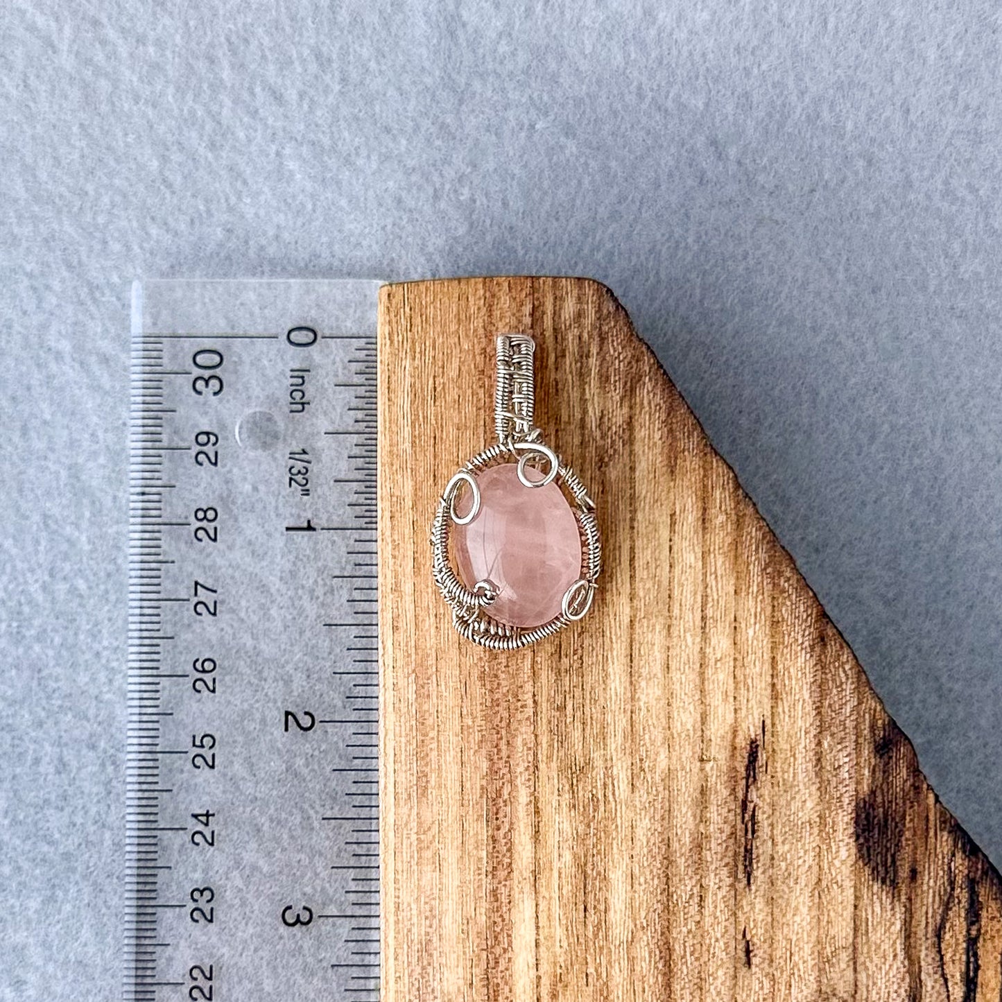 Wire Wrapped Rose Quartz Tumble Pendant