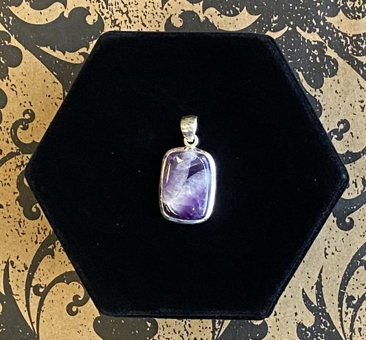 Pendant Sterling Silver Amethyst Rectangle
