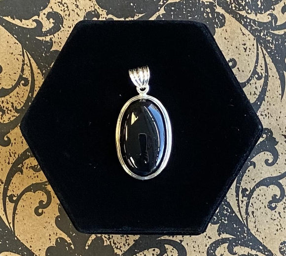 Pendant Sterling Silver Onyx Oval