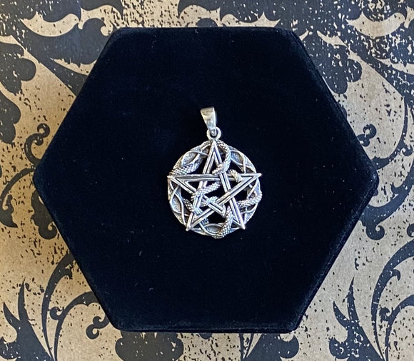 Pendant Sterling Silver Pentacle with Snake