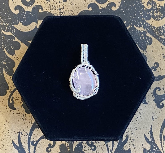 Pendant Sterling Silver Wire-wrapped Rose Quartz