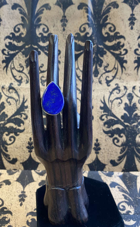 Lapis Lazuli Pear Sterling Silver Ring
